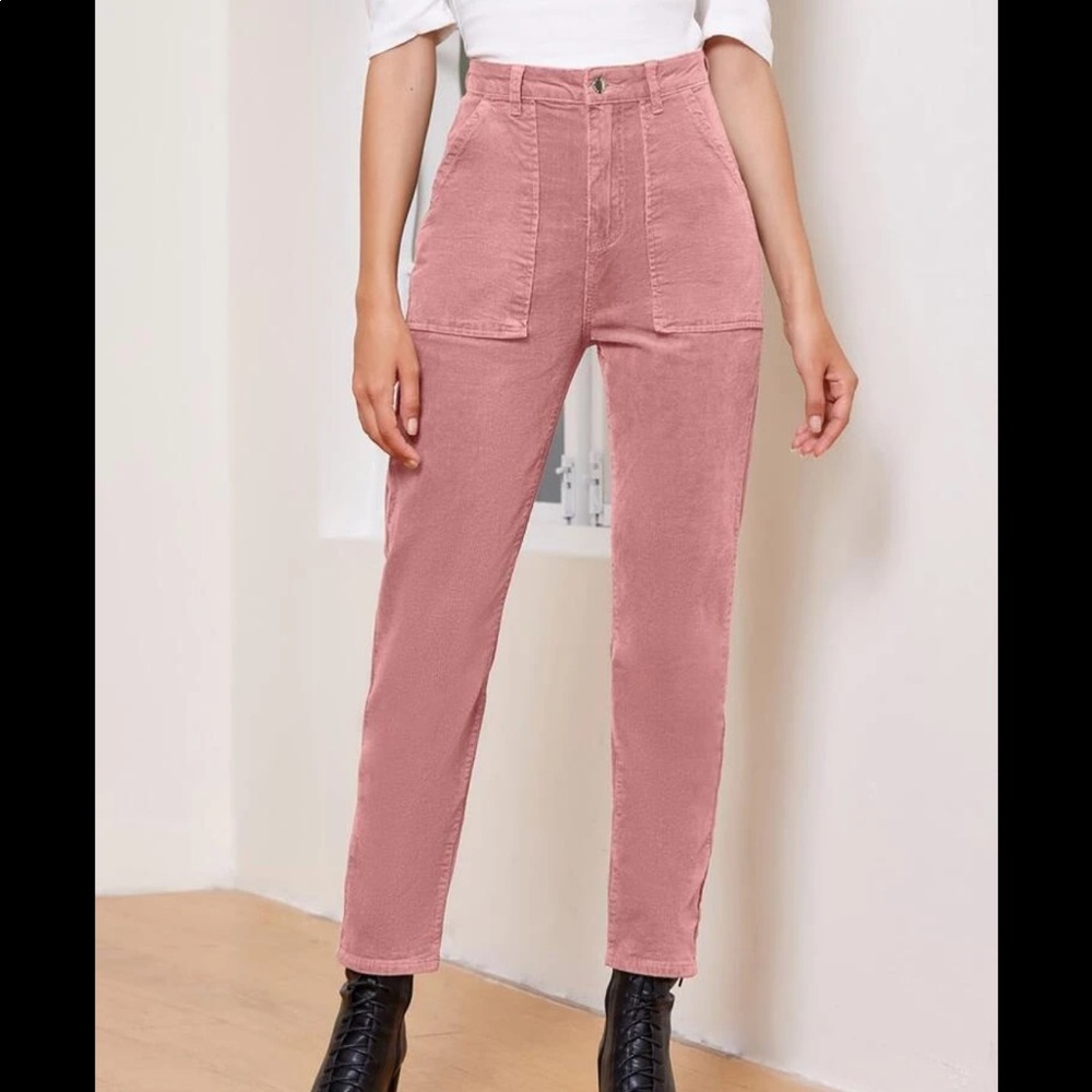 Pink corduroy straight leg pants. Size medium